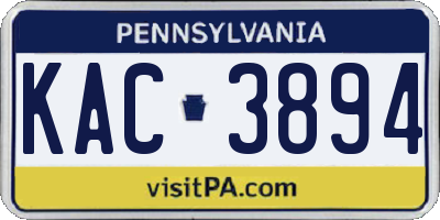 PA license plate KAC3894