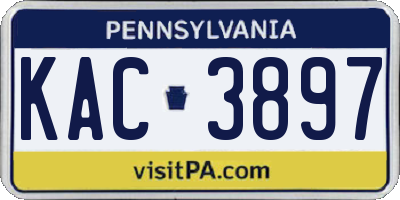 PA license plate KAC3897