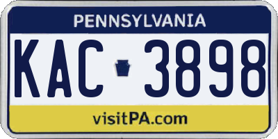 PA license plate KAC3898