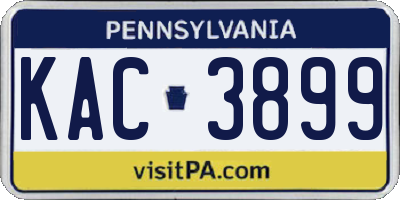PA license plate KAC3899