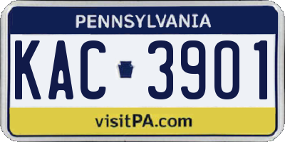PA license plate KAC3901