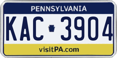 PA license plate KAC3904