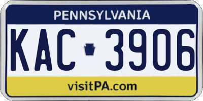 PA license plate KAC3906