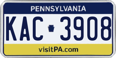 PA license plate KAC3908