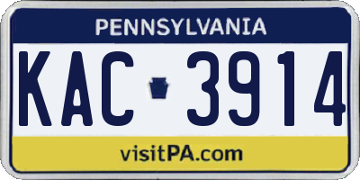 PA license plate KAC3914