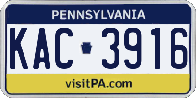 PA license plate KAC3916