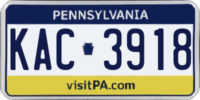 PA license plate KAC3918