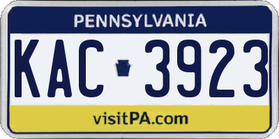 PA license plate KAC3923