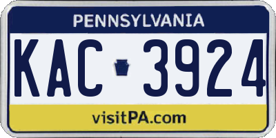 PA license plate KAC3924
