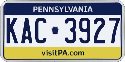 PA license plate KAC3927