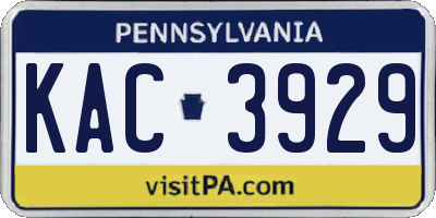 PA license plate KAC3929