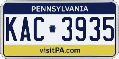 PA license plate KAC3935