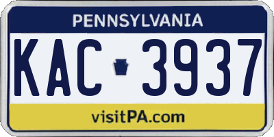 PA license plate KAC3937