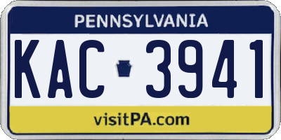 PA license plate KAC3941