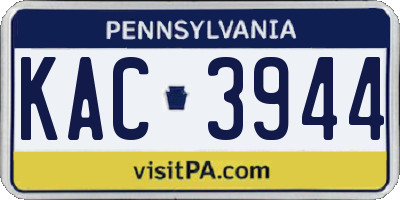 PA license plate KAC3944