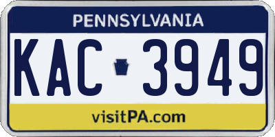 PA license plate KAC3949