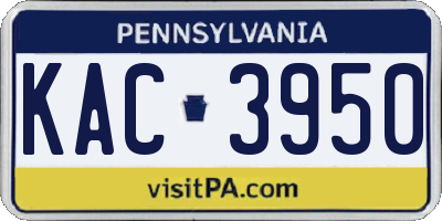PA license plate KAC3950