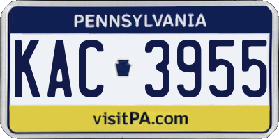 PA license plate KAC3955