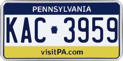 PA license plate KAC3959