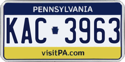 PA license plate KAC3963