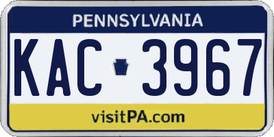 PA license plate KAC3967