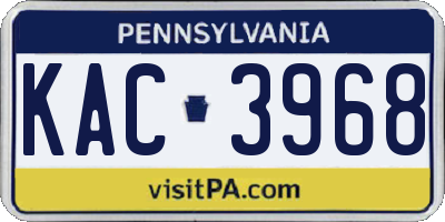 PA license plate KAC3968