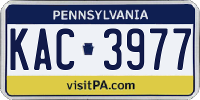 PA license plate KAC3977
