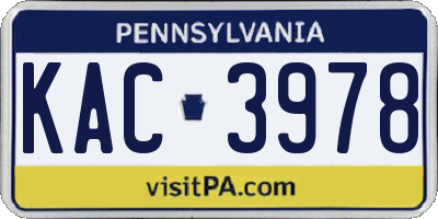 PA license plate KAC3978