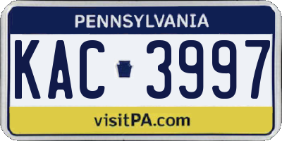 PA license plate KAC3997