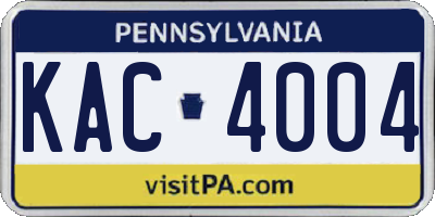 PA license plate KAC4004