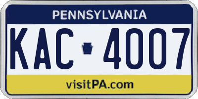 PA license plate KAC4007