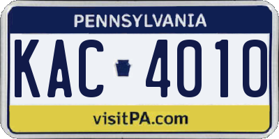 PA license plate KAC4010