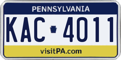PA license plate KAC4011