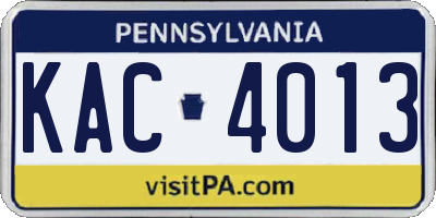 PA license plate KAC4013
