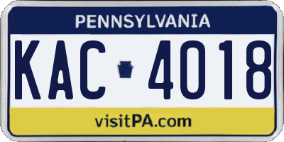 PA license plate KAC4018