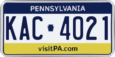 PA license plate KAC4021