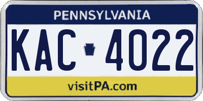 PA license plate KAC4022