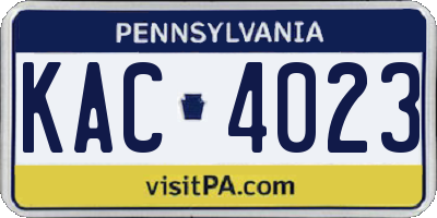PA license plate KAC4023