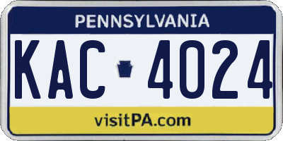 PA license plate KAC4024