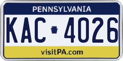 PA license plate KAC4026