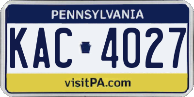 PA license plate KAC4027