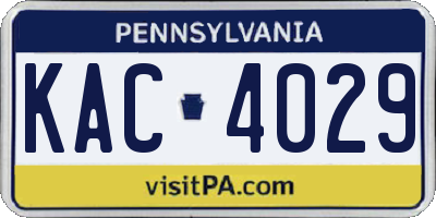 PA license plate KAC4029