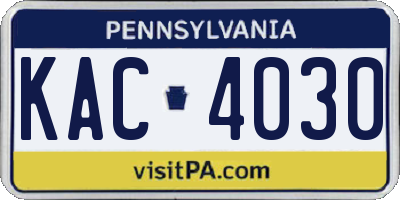 PA license plate KAC4030
