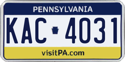 PA license plate KAC4031