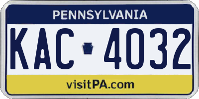 PA license plate KAC4032