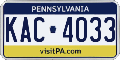 PA license plate KAC4033