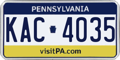 PA license plate KAC4035