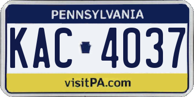 PA license plate KAC4037