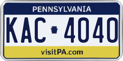 PA license plate KAC4040