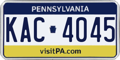 PA license plate KAC4045